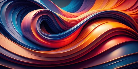 Poster - Abstract swirling vibrant hues of blue and orange creating a dynamic and energetic visual flow