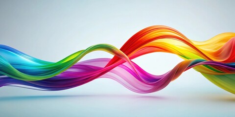 Aufkleber - Abstract Colorful Flowing Fabric Design  A vibrant, dynamic composition of multicolored ribbons creating a visually captivating and energetic wave-like pattern.