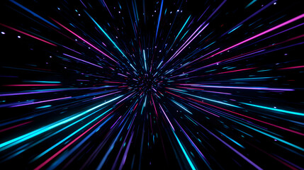 Poster - Abstract hyperspace jump light speed motion background with star field travel illustration