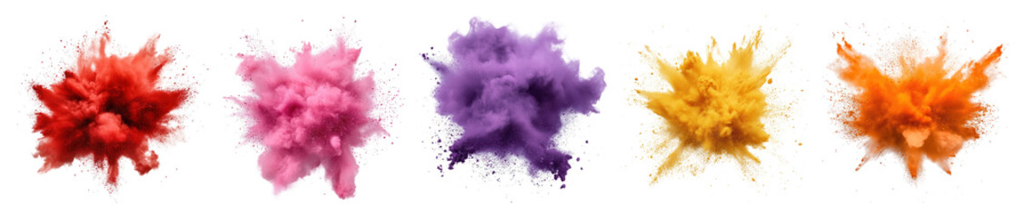 Wall Mural - png vibrant colorful powder explosion, element set on transparent background