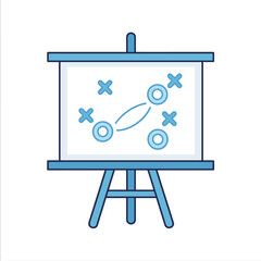 Poster - Strategy and game plan illustrated on a whiteboard easel with Xs and Os