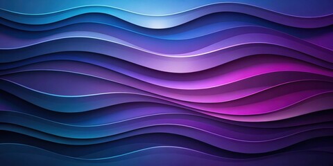 Poster - Abstract Flowing Waves of Purple and Blue Hues A Serene Digital Artwork