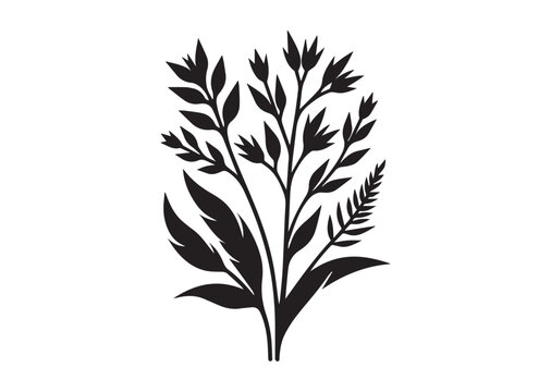 Wildflower Black Silhouette Vector