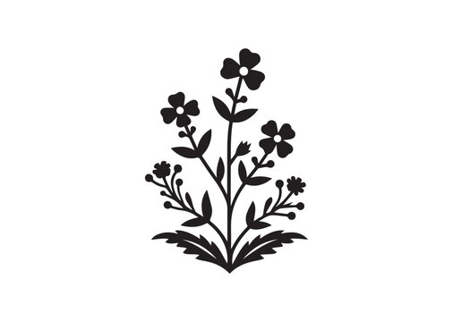 Wildflower Black Silhouette Vector