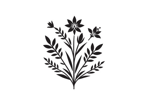 Wildflower Black Silhouette Vector