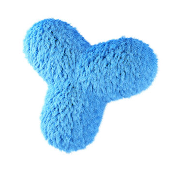 Blue abstract fluffy shape. 3d design element isolated on white background.