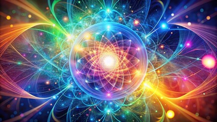 Aufkleber - Vibrant Energy Field An Abstract Depiction of Subatomic Particles and Interconnectedness Within a Cosmic Realm