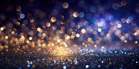 Aufkleber - A Sparkling Celebration Shimmering Gold and Blue Glitter with Defocused Lights Creates a Festive and Luxurious Background