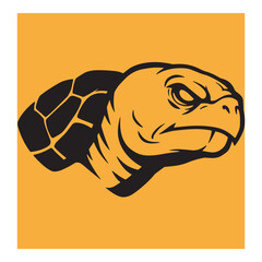 Fototapete - Simple flat illustration of a turtle head with an angry expression facing right