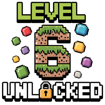 Pixelated graphics showcase the phrase 