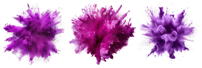 Wall Mural - png vibrant purple powder explosion, element set on transparent background