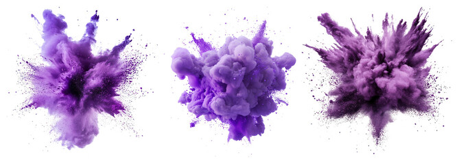Wall Mural - png vibrant purple powder explosion, element set on transparent background