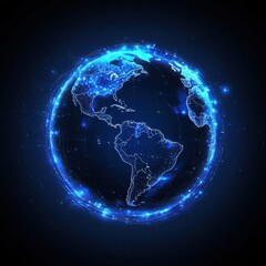 Poster - Glowing blue digital earth globe with north and south america