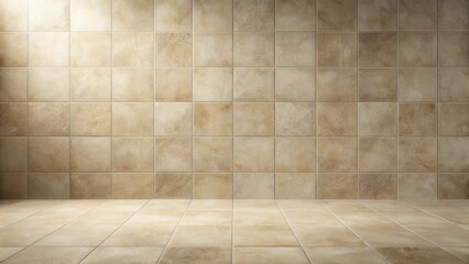 Aufkleber - Serene Beige Tile Room A Clean Minimalist Interior Space with Subtle Light and Shadow