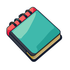 Poster - Notebook icon designed as a simple flat cartoon illustration featuring vibrant colors and a clean design
