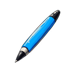 Poster - Simple flat cartoon pen icon in blue color, designed in a 2D style with an isolated outline suitable for various graphic applications