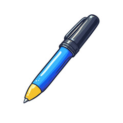 Poster - Simple flat cartoon icon of a blue pen designed for easy recognition and illustration in digital graphics or educational materials