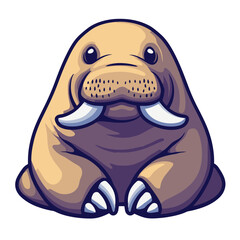 Poster - Walrus icon represents a cute, friendly character with distinct tusks and a cheerful expression suitable for various designs