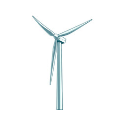 Poster - Wind turbine cartoon icon representing renewable energy and sustainable development in a simplified, flat design