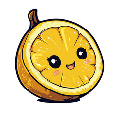 Poster - Winking lemon slice icon brings playful charm with its simple flat design in vibrant colors for cheerful visuals