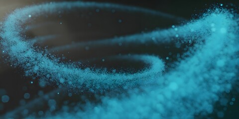 Poster - Abstract Turquoise Particle Stream on Dark Background for Modern Design