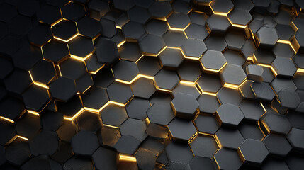 abstract black and gold hexagon pattern background