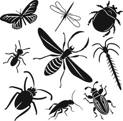 elegant insect silhouettes: a scalable design for logos and branding