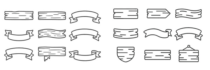 Poster - Various banner and sign designs featuring different shapes and styles suitable for decoration or labeling purposes