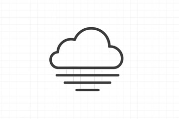 Poster - Cloud icon on a grid background representing weather and atmospheric conditions with a minimalistic design