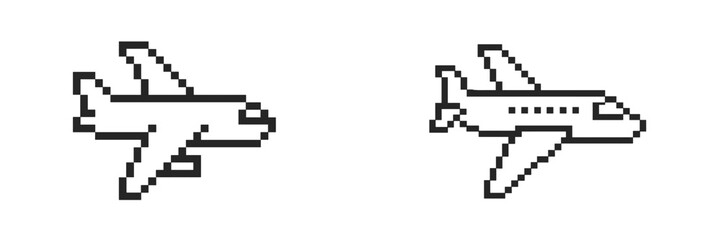 Poster - Pixel art representation of two airplanes flying side by side in a clear sky during daylight hours