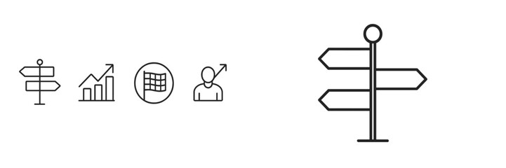Poster - Directional signs provide guidance for travelers in a minimalistic design highlighting exploration and choices