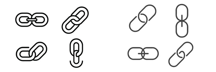 Poster - Different designs of linked chains displayed in a simple and clear layout showing various styles and connections for branding needs