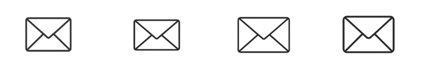 Poster - Multiple envelopes arranged in a row on a clean white background showcasing simple and minimalist design aesthetics