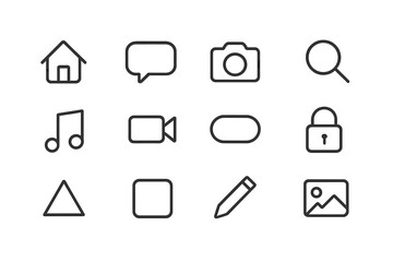 Fototapete - Variety of simple icons representing different activities and concepts in minimalist design
