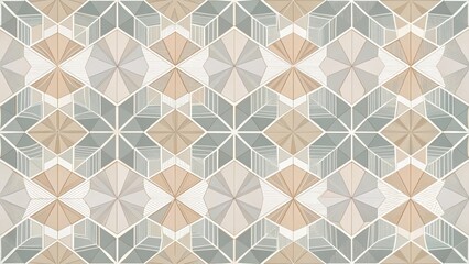 Aufkleber - Abstract Geometric Pattern Design Featuring Interlocking Hexagons and Triangles in Earthy Tones