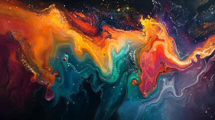 Poster - Cosmic confluence of nebula hues painting a surreal celestial dreamscape