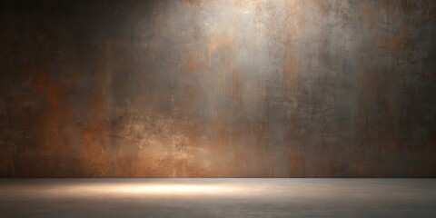 Poster - Illuminated Rustic Room Interior with Textured Wall and Floor