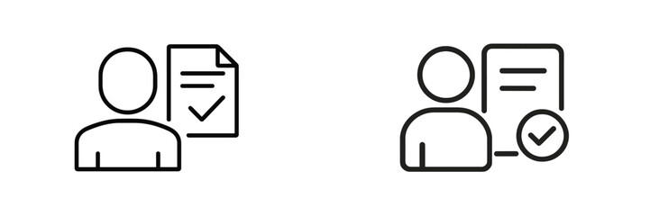 Fototapete - Iconic representation of individual and document interaction indicating approval or verification process in a minimalistic style