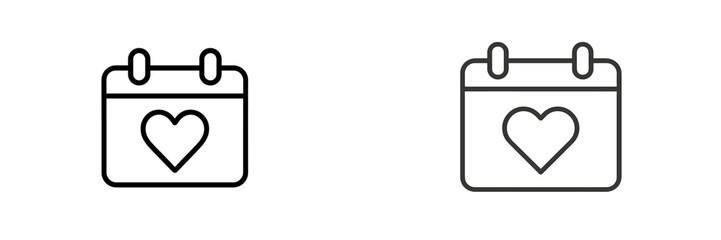 Poster - Calendar icons featuring heart symbols representing love and special occasions in a minimalistic design