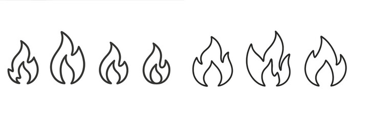 Poster - Various flame icons arranged in a row showing different sizes and styles for design purposes