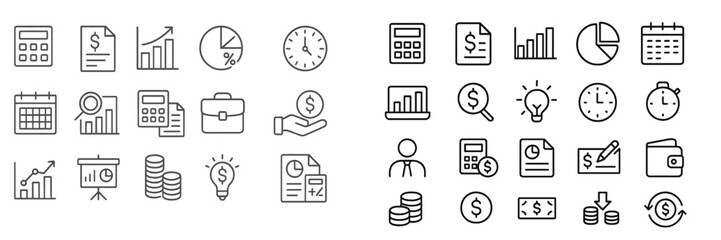 Poster - Business and finance icons showing various concepts of money management and productivity in a modern design