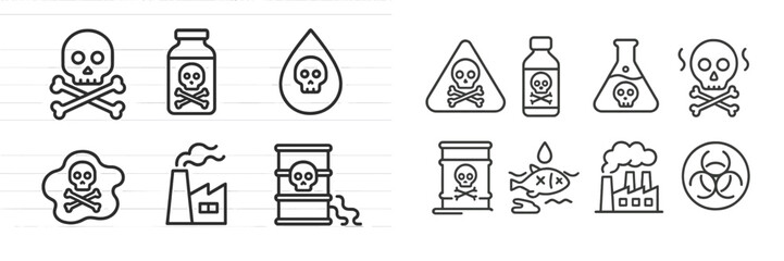 Poster - Illustrations of hazardous symbols and toxic substances emphasizing safety awareness and environmental risk management