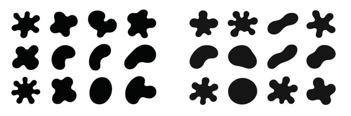 Poster - Abstract black shapes arranged in grid pattern for graphic design and artistic projects