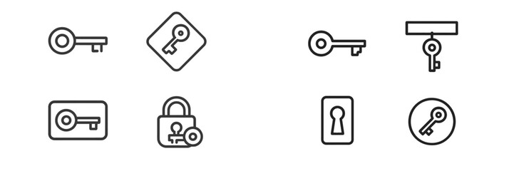 Aufkleber - Collection of various key and lock icons designed for digital use showcasing modern and simplistic styles