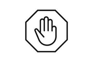 Leinwandbilder - Stop hand symbol displayed on an octagonal sign representing halt or caution in various contexts
