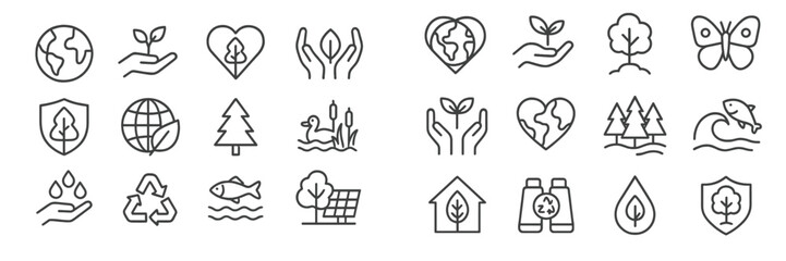 Poster - Eco-friendly icons representing sustainability and conservation efforts around the world