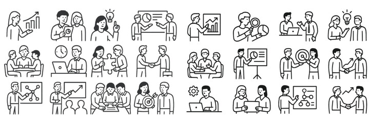 Aufkleber - Diverse group of professionals collaborating on business strategies in a modern workspace setting