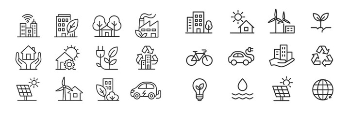 Poster - collection of eco-friendly icons representing sustainable living and renewable energy concepts