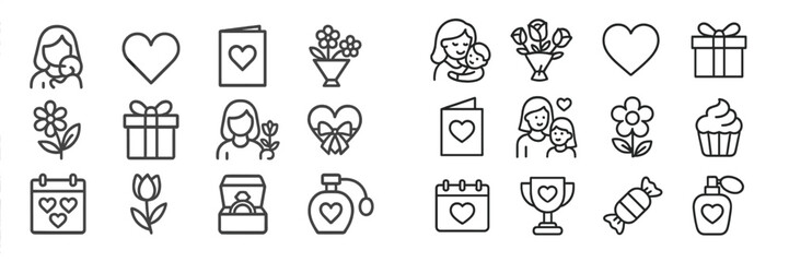 Poster - Heart-themed icons showcasing love, celebration, and affection in various designs for special occasions
