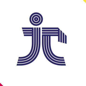 Parallel line monogram initial logo, combination of letter J and C. Best for name abbreviation.